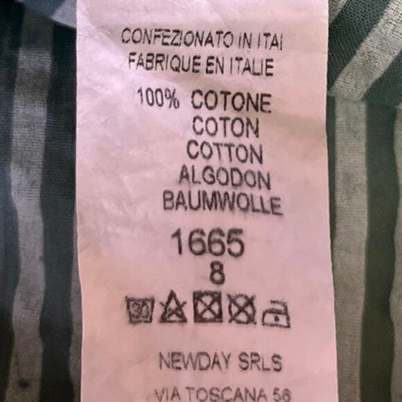 Sandra Fellini Green Striped Half Sleeve Button Down Shirt Mini Dress Size M - Picture 5 of 5